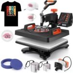 Heat Press Machine, Towallmark 12 X 15 inch, 6 in1 Heat Press, 800W Sublimation Machine, 360° Rotation Swing-Away Heat Press, Dual-Tube Heating Printing for DIY T-Shirts Cap Mugs