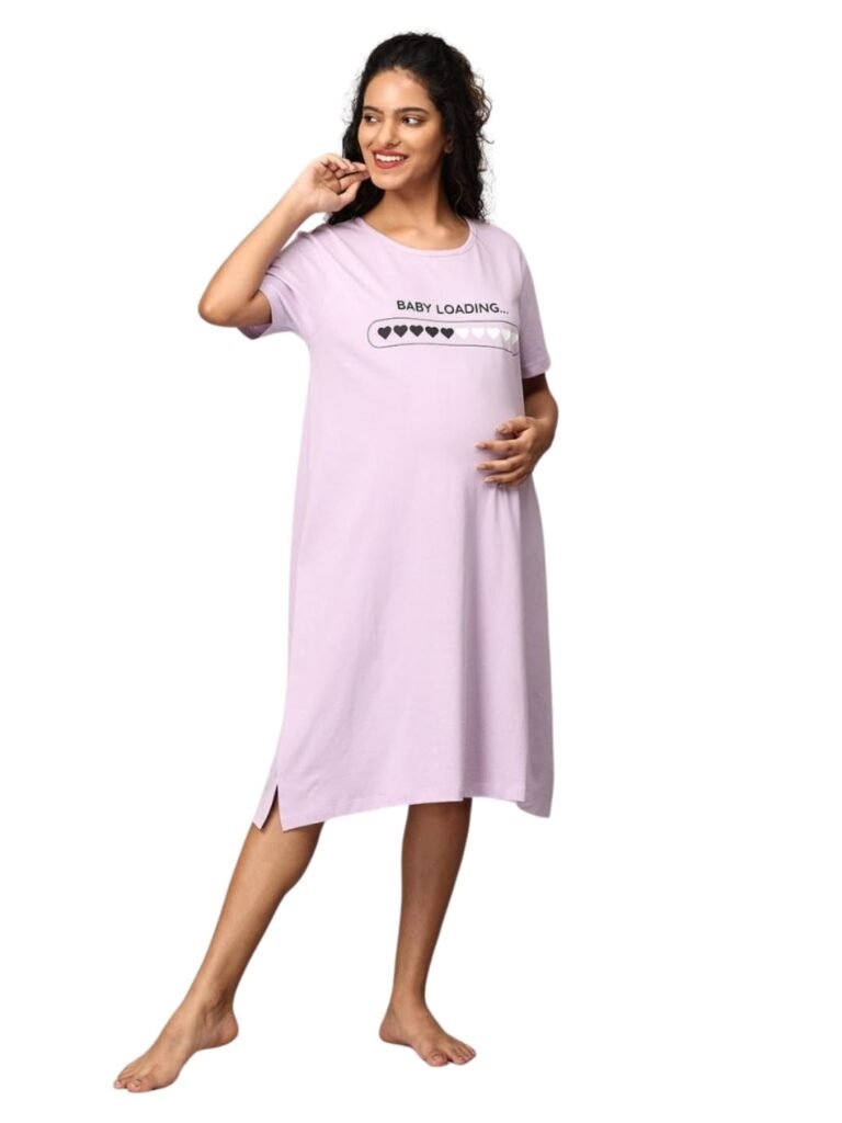 The Mom Store Mom T-Shirt Dress | Night Dress | Cotton | Loose Fit | Pre and Post Pregnancy | Quirky Statements | Comfortable