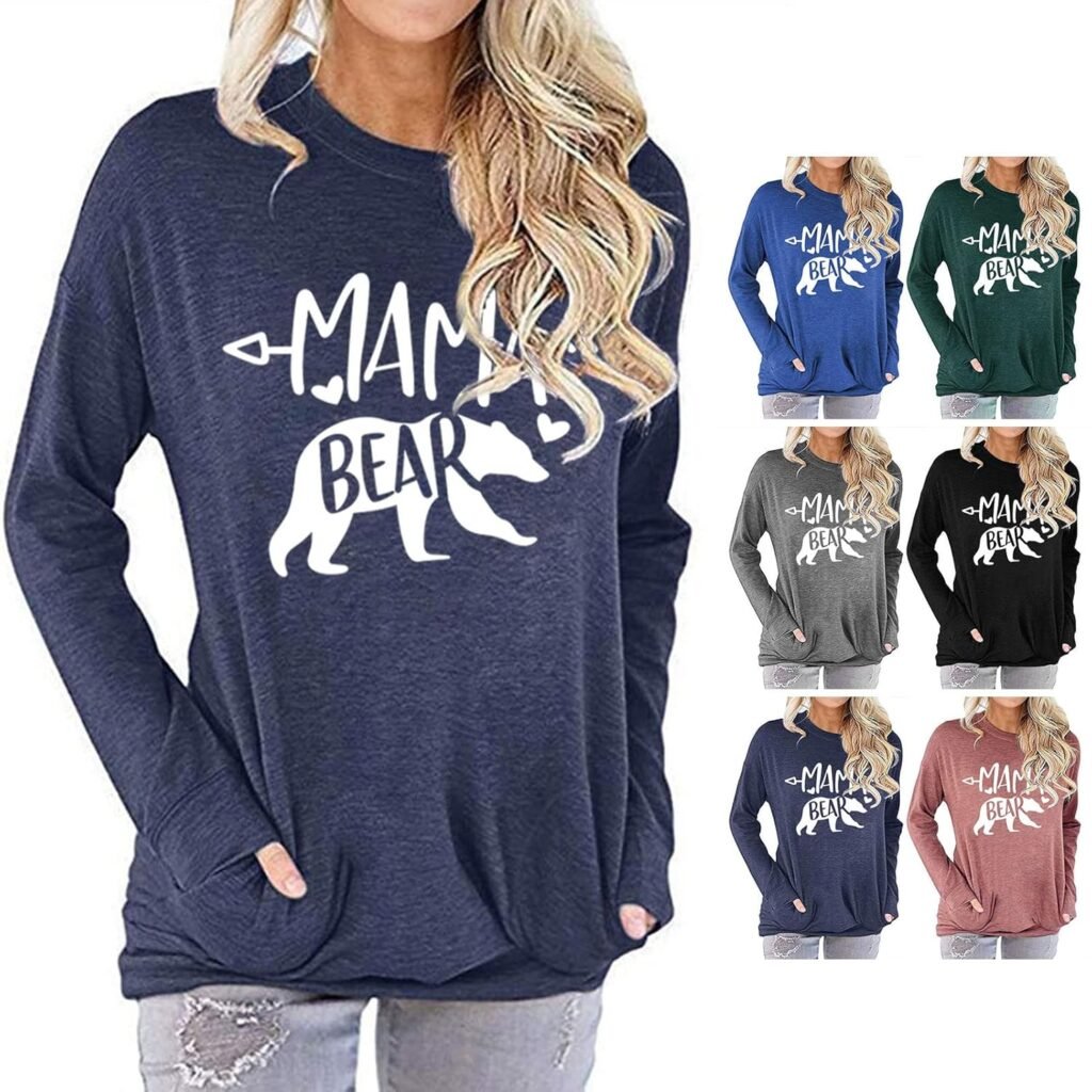 Pocket Sweatshirt, Comfortable Casual Machine Washable Long Sleeve T-Shirt for Home for Dating for Girls (XXL) Purplish Blue