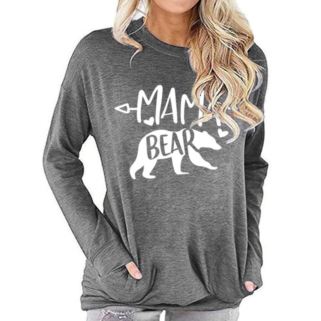Pocket Sweatshirt, Comfortable Casual Machine Washable Long Sleeve T-Shirt for Home for Dating for Girls (L) Light Grey