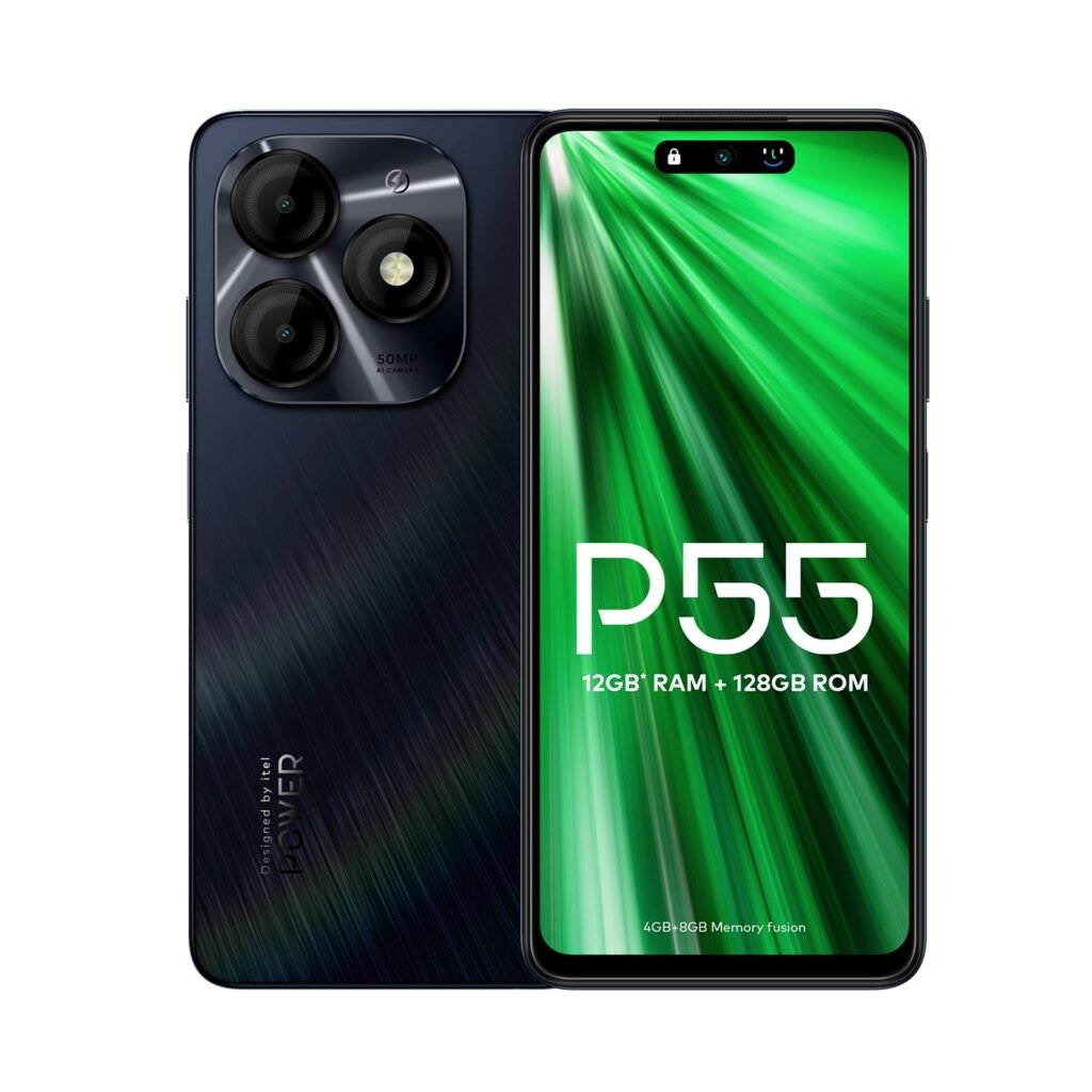 itel P55 4G | Upto 12GB RAM with Memory Fusion & 128GB ROM| 50MP AI Dual Rear Camera & 8MP Front Camera| 5000mAh Battery with 18W Charger | Dynamic Bar|UFS 2.2| Moonlit Black