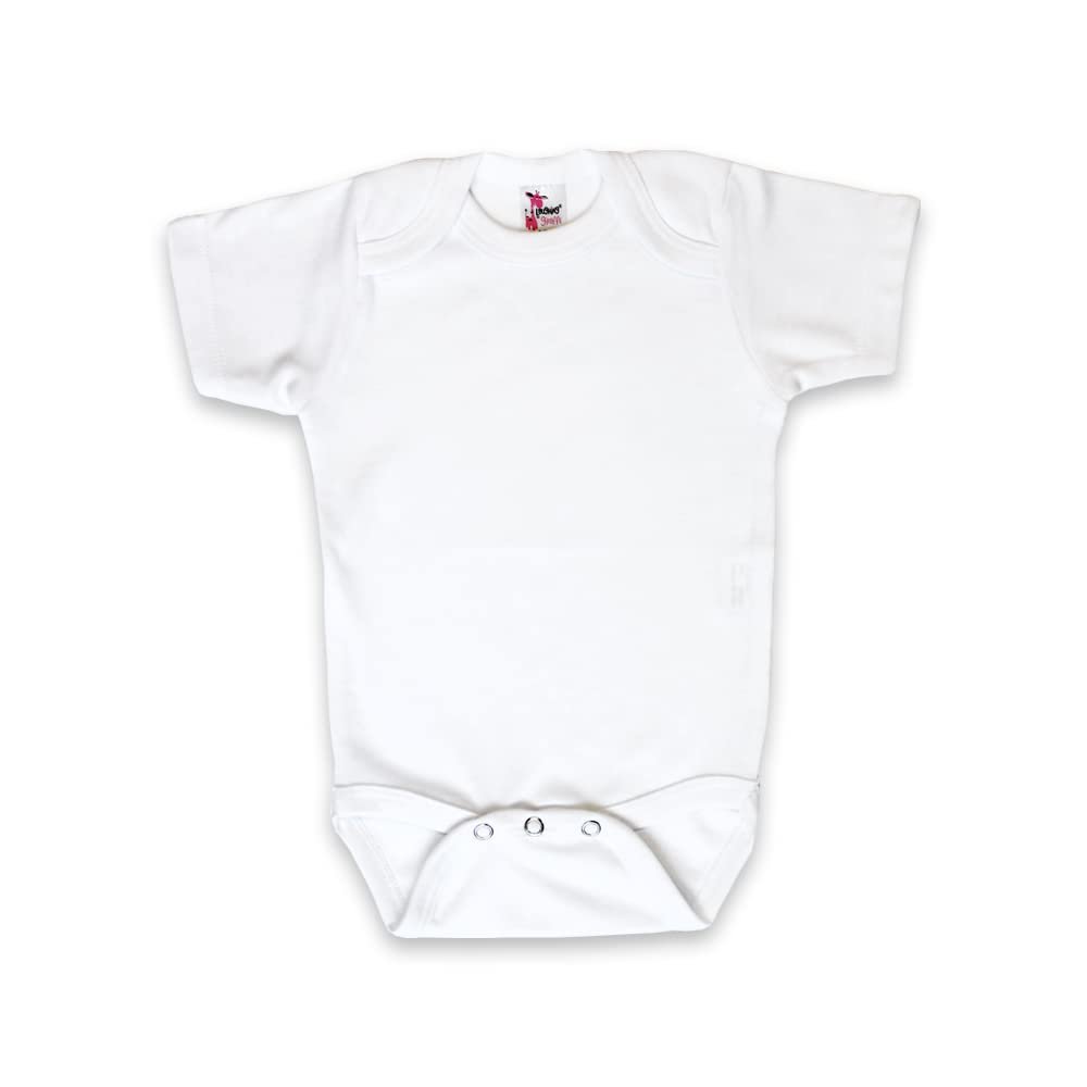 Laughing Giraffe Baby Short Sleeve One piece bodysuit 100% Polyester Sublimation Blank White, White, 0-3 Months