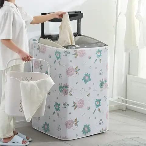 NISHIV Dust Proof Washing Machine Cover Roller top Dust protection Cover Waterproof Cloth Printing Case TOP Loading Washing Machine Cover Pack of 1 (Multi Print Design)