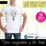 Techni-Print EZP Laser Light Heat Transfer 50 Sheets 8.5×11 Paper for Laser Printer on Light Garments T-Shirts