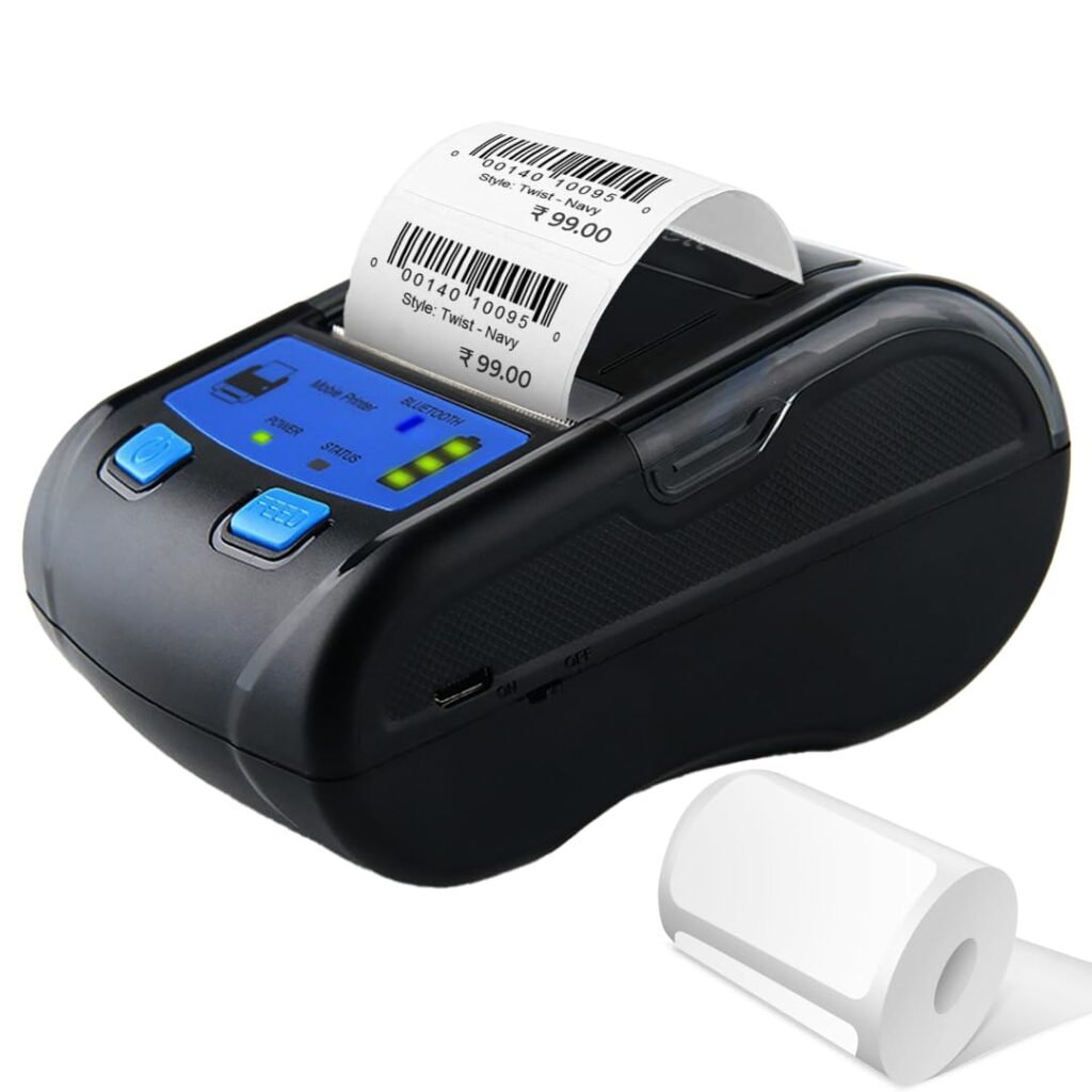 helett® H65C Portable Bluetooth Thermal Label Printer 58mm(Max Printing Width 2 Inch) Connect Android iOS Phone & Laptop(USB Cable) 203DPI Resolution with 250 Label(1Year Warranty)