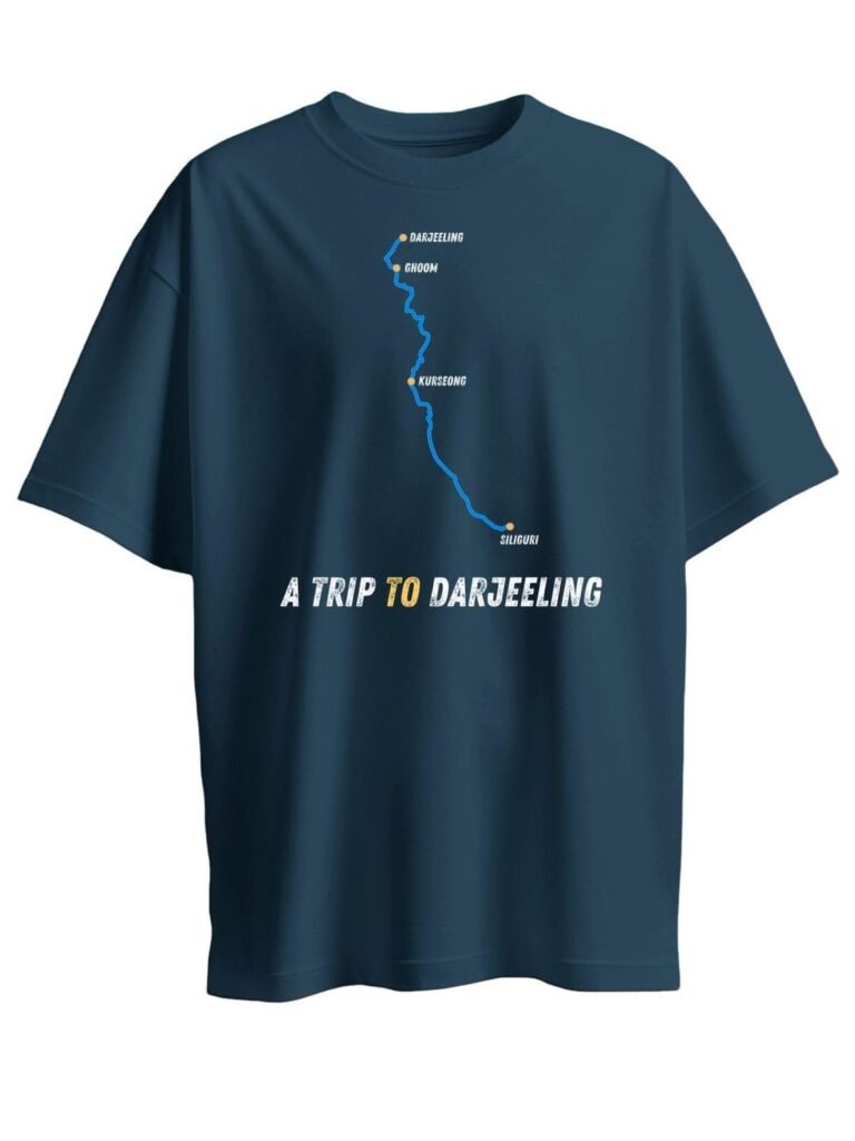 Roads to India Travel Tees – Siliguri to Darjeeling Unisex Regular Fit T-Shirt – Half Sleeve Crew Neck – 100% Combed Cotton, Sustainable Ink Print, BioWashed, Side-Seamed, Graphic Printed Casual Wear