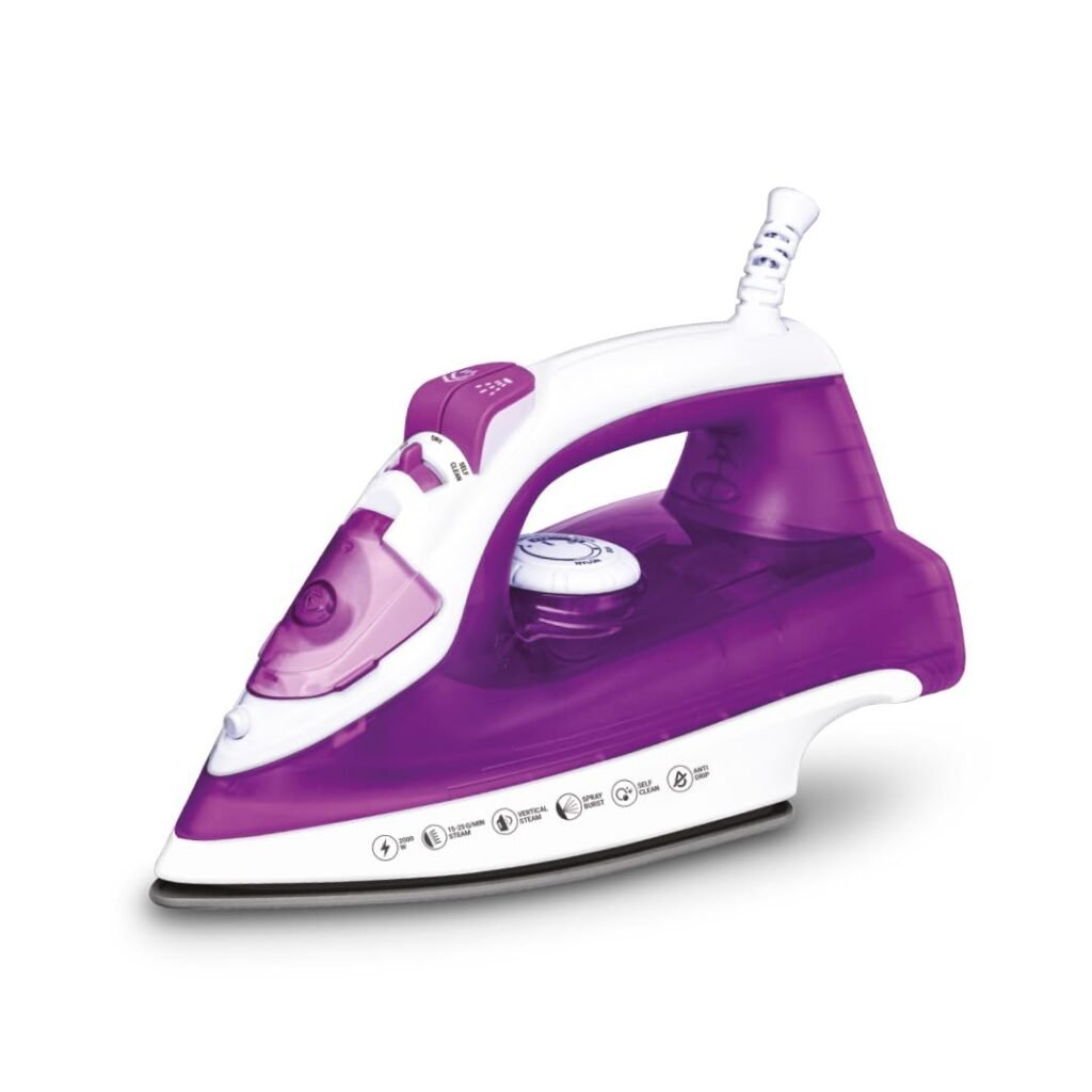 KENT Luxe Steam Iron | 2000W | Powerful Steam Output upto 25 G/Min | Steam Burst | Ceramic-Coated Non-Stick Sole Plate | Vertical and Horizontal Steaming | Anti Drip | Self Cleaning | Purple