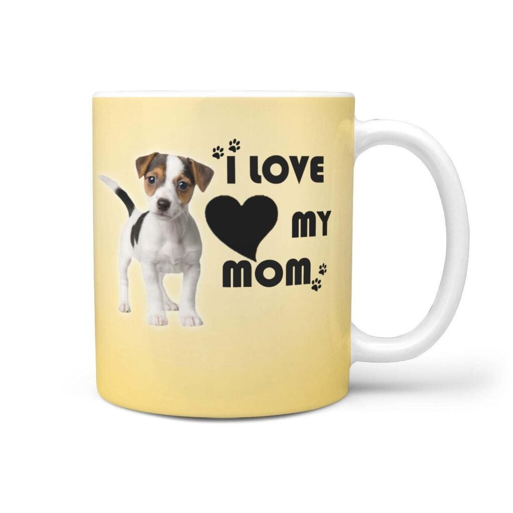 MUGS TRADER I Love My Mom Jack Russell Terrier Print 360 White Mug Printed Coffee and Tea Ceramic Mug- 320 ML Ceramic Coffee Mug 1234