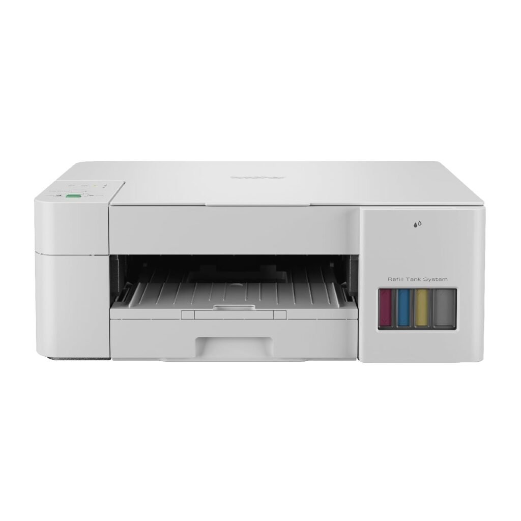 Brother DCP-T226 Multifunction (Print Scan Copy) Ink Tank Color Printer, 64 MB Memory, 150 Sheet Paper Tray, USB Connectivity, Print Up to 7,500 Pages in Black and 5,000 in Color Each for (CMY)