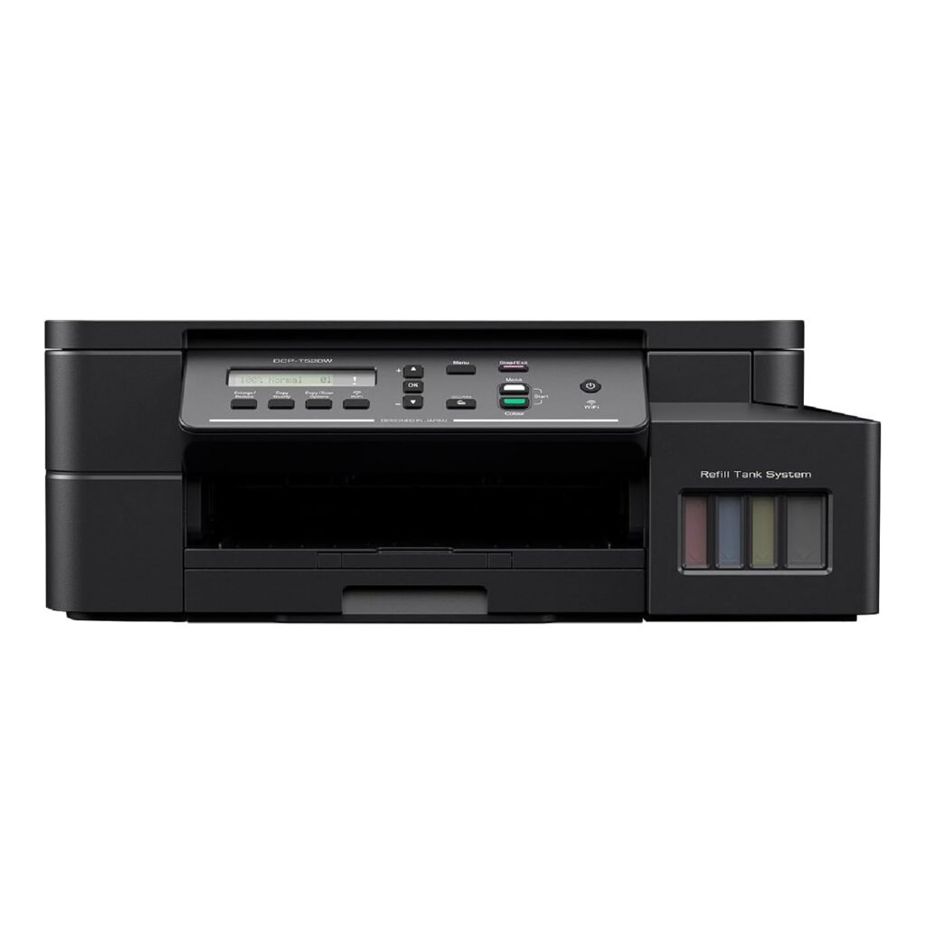 Brother DCP-T525W (Print Scan Copy) WiFi Ink Tank Printer, 128 MB Memory, Print Up to 15K Pages in Black and 5K in Color Each for (CMY), Get an Extra Black Ink Bottle, Free Installation