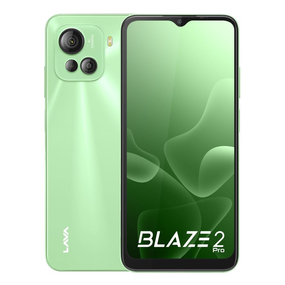 Lava Blaze 2 Pro (8 GB RAM, 128GB UFS Storage) – Cool Green|50 MP AI Triple Camera |18W Fast Charger| 6.5 inch(16.5cm) Display with 5000 mAh Battery| Upto 16GB Expandable RAM