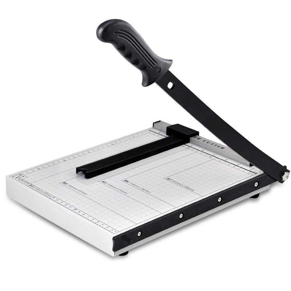 GMP Heavy Duty Paper Cutter Guillotine Trimmer Machine, 12 Inch, A4, B5, A5, B6 Sizes, Steel, White