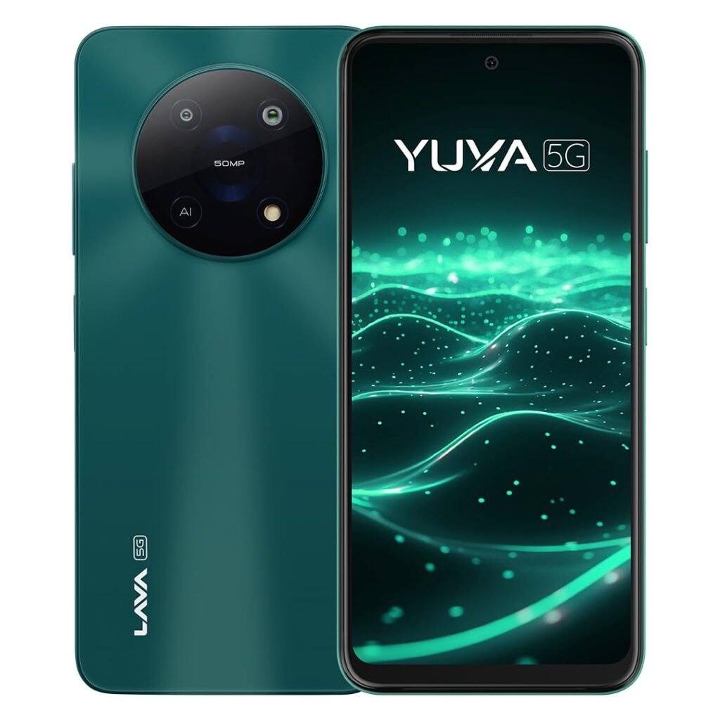 Lava Yuva 5G (Mystic Green, 4GB RAM, 64GB Storage) | Octacore 5G 6nm Processor | 50 MP AI Camera |5000 mAh Battery| Upto 8 GB Expandable RAM