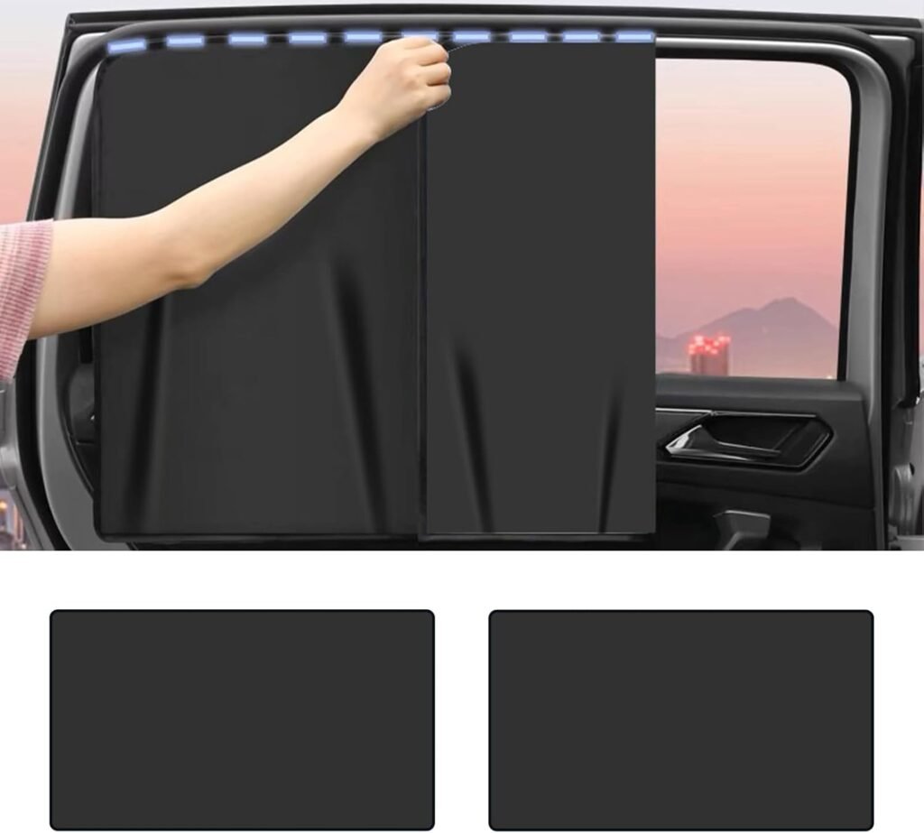 2PCS Car Side Window Sun Shades, Removable Tint for Car Windows Front and Rear Seat Sunshades Privacy Curtains Blackout with Magnetic for Baby Sleeping Camping for Car SUV Truck(Rear)