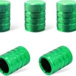 Ziciner 5 PCS Car Tire Valve Stem Caps, Anodized Aluminum Wheel Stem Covers, Corrosion Resistant Car Tire Air Caps, Vehicle Exterior Accessories for Car, Truck, Motorcycle, Bike (Green-5 PCS)