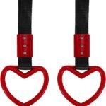 Car Handle Straps – Heart Shaped Drift Charm for Front Rear Bumper Warning and Automotive Interior Decoration (Red)