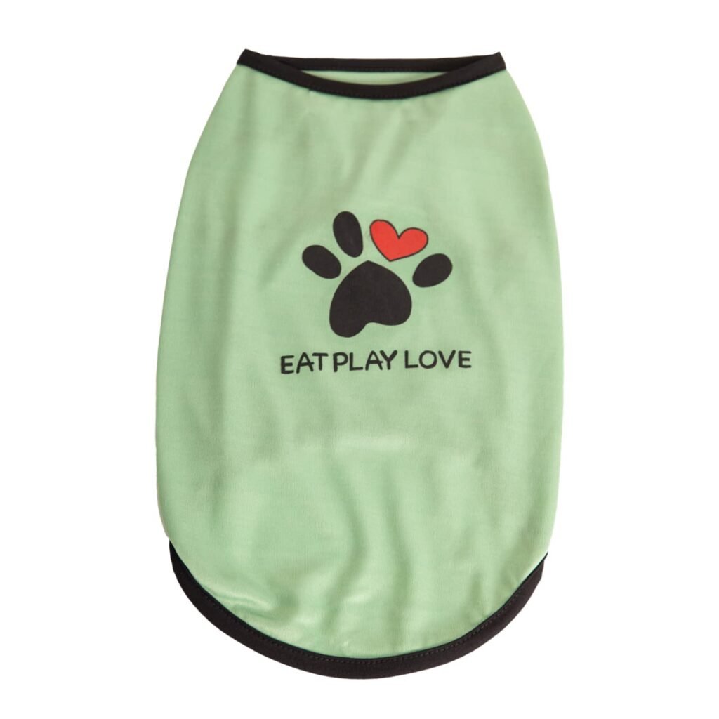 Lulala Printed Pet Shirt Summer Pet T Shirt Cool Puppy Dog T-Shirts Soft Breathable Dog Sweatshirt for Small Medium Dogs Cats (Heart Love Paw Pattern (Parrot Green, 22 INCH)