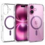 CASEOLOGY by Spigen Capella Mag for iPhone 16 Case [Ultra Clear] Magnetic Military Grade Drop Protection Side Grip Patterns Back Cover Case for iPhone 16 (TPU and PC | Clear Purple)