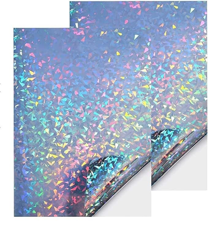 SIA VENDORS Silver Crystal Holographic HTV Vinyl 12″x48″ Inch Sheets Sparkle Laser Heat Transfer Vinyl for DIY T-Shirts or Fabrics Iron on Vinyl Easy to Cut and Weed