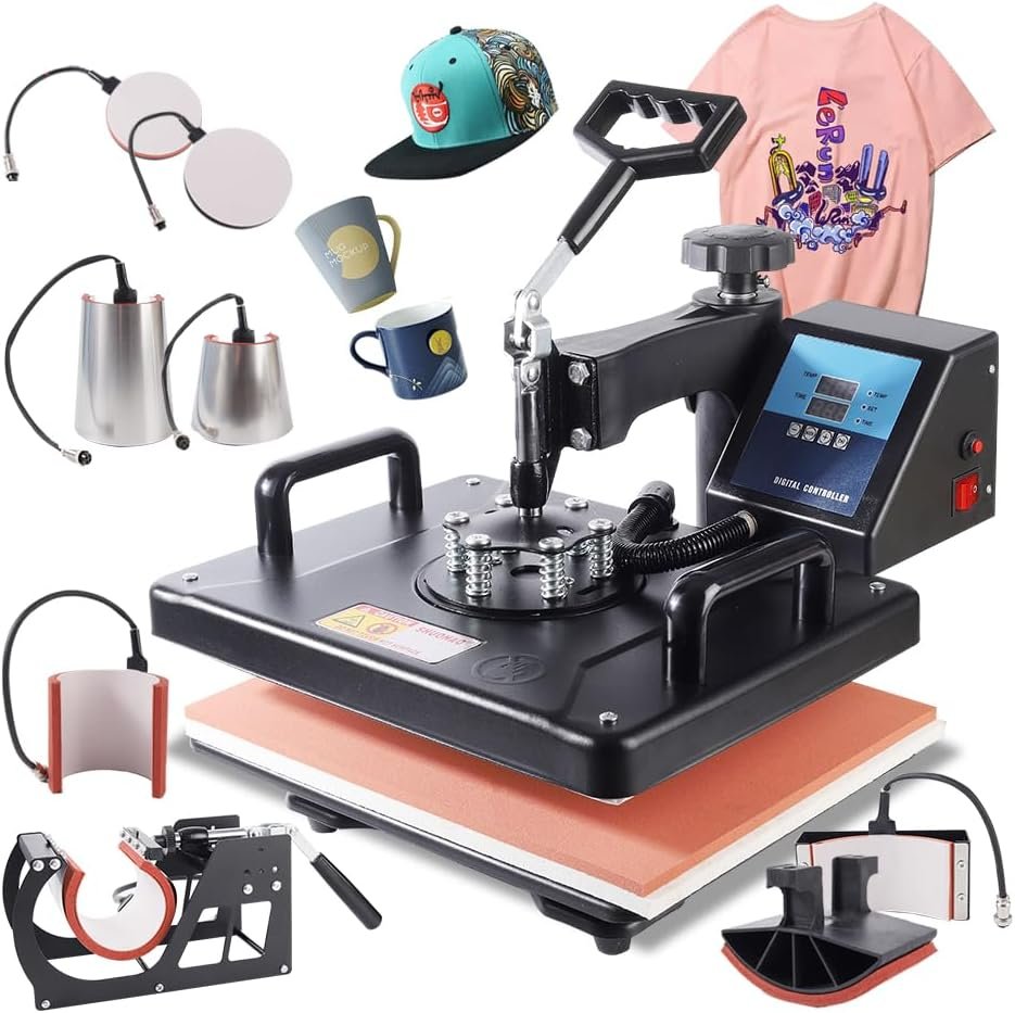 8 in 1 Heat Press Machine 12×15 inch for t Shirts,Swing Away Heat Press Digital Control,360-degree Rotation Heat Transfer Machine Sublimation Heat Transfer for T-Shirt Mug Hat Plate Hat etc