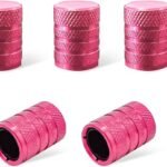 Ziciner 5 PCS Car Tire Valve Stem Caps, Anodized Aluminum Wheel Stem Covers, Corrosion Resistant Car Tire Air Caps, Vehicle Exterior Accessories for Car, Truck, Motorcycle, Bike (Pink-5 PCS)