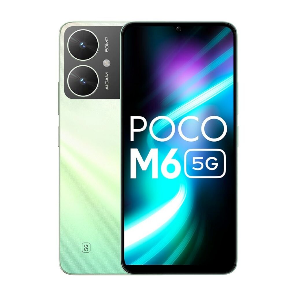 POCO M6 5G (Polaris Green, 4GB RAM, 128GB Storage) | MediaTek Dimensity 6100+ 5G Processor | 5000 mAh Battery + 18W Fast Charging | 50 MP AI Dual-Camera System & Side Fingerprint Sensor