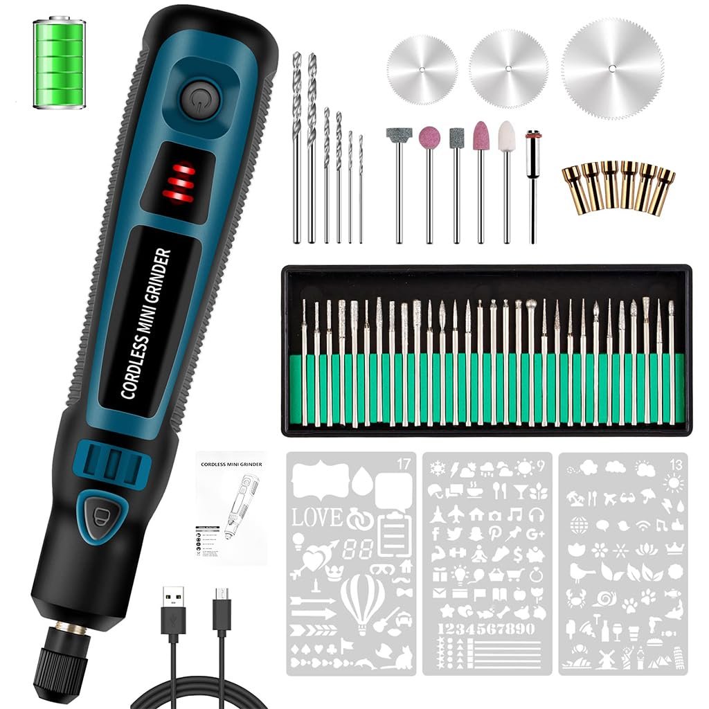 Serplex® Electric Engraving Pen Kit with 44 Bits Cordless USB Engraving Pen Engraving Machine Engraving Pen Kit Includes Pattern Templets DIY Engraving Pen for Wood, Stone, Metal, Jewelry, Ceramics