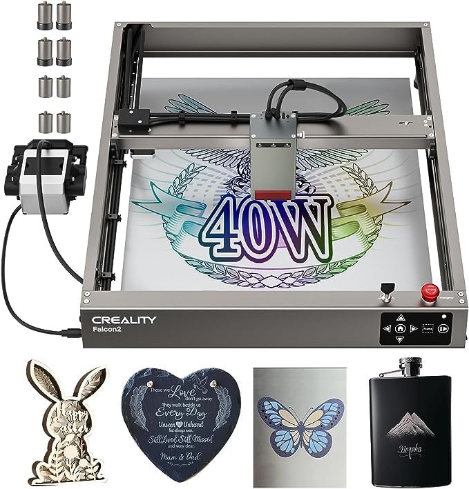 WOL3D Creality Falcon 2 40W Laser Engraver, 40W Output Laser Engraver Machine, DIY Laser Cutter and Engraver Machine with Air Assist, 25000mm/min Speed Laser Engrave for Wood, Metal, Acrylic, Leather