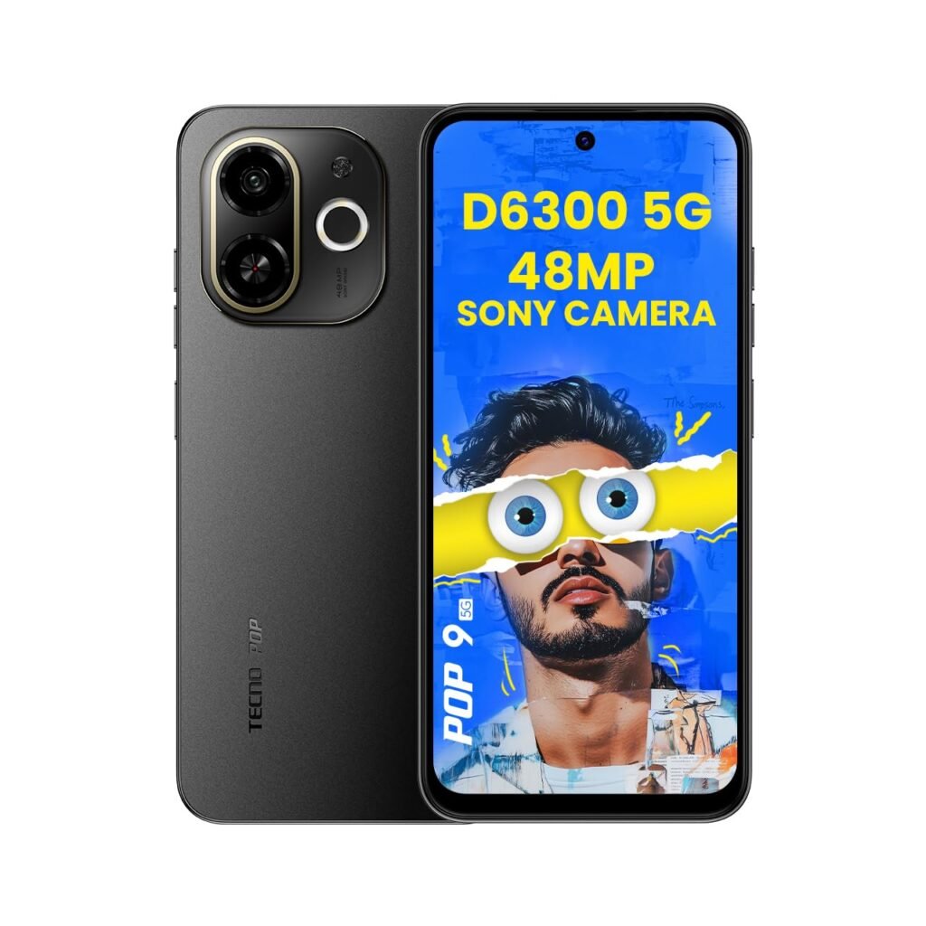 TECNO POP 9 5G (Midnight Shadow, 4GB+64GB) | Segment’s 1st 48MP Sony AI Camera | Segment’s 1st 5G with NFC | D6300 5G Processor | 4+ Year Lag Free Fluency | 5000 mAh Battery | IR Remote | Dolby Atmos