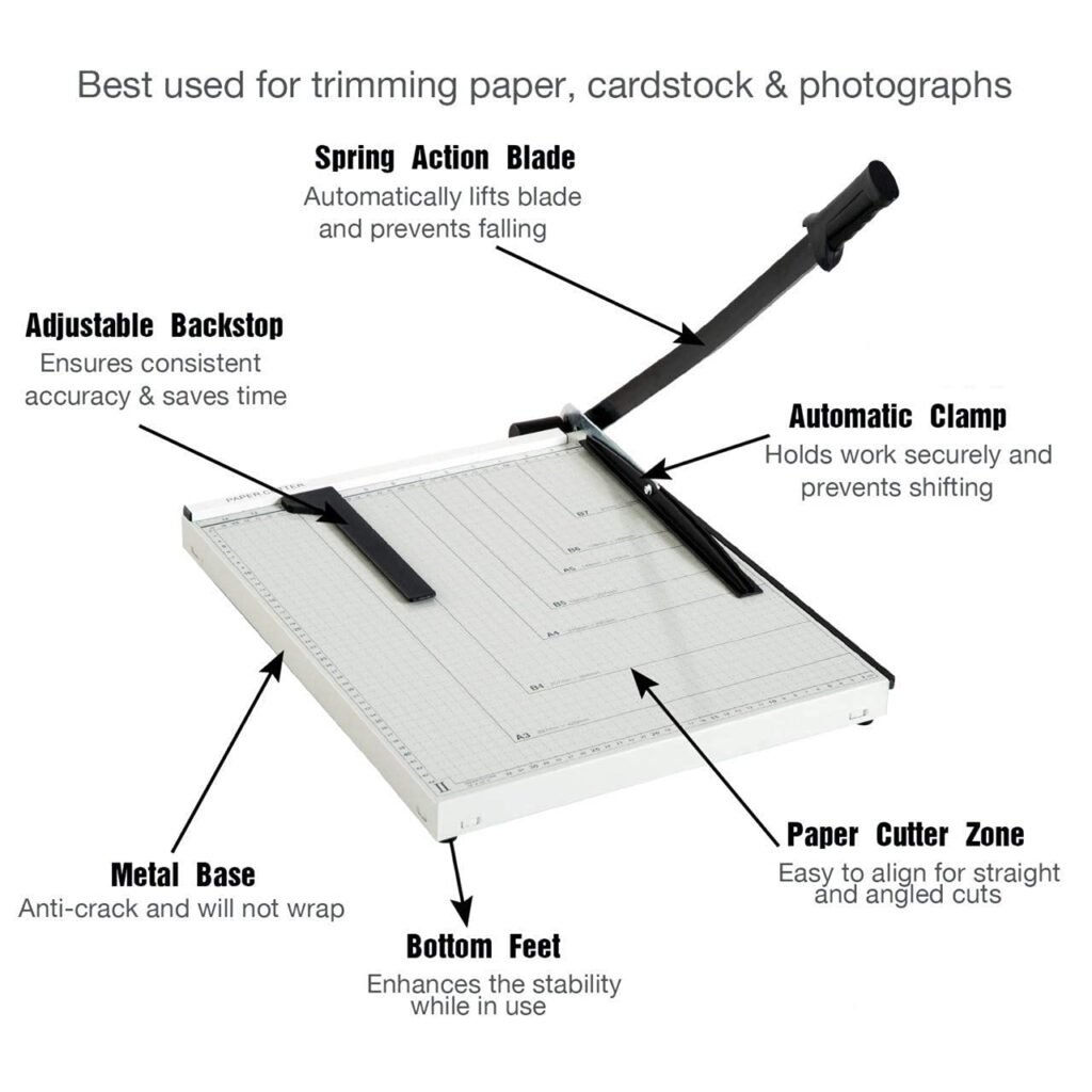 GPN PRINT 12 Inch A3 Steel Heavy Duty Professional Paper Cutter Guillotine Paper Trimmer Machine White- White (A3)