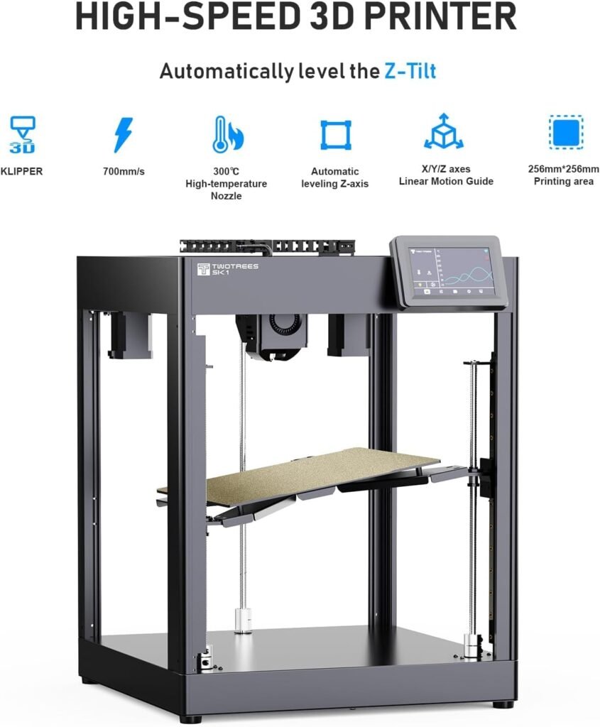 3IDEA Twotrees SK1 3D Printer 2024 with Enclosure 700mm/s High Speed Printing with Klipper Firmware 3D Printer CoreXY with Automatic Leveling Touch Color Screen High Speed Printing FDM 3D Printer