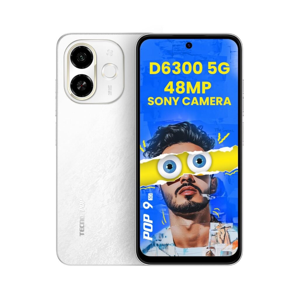 TECNO POP 9 5G (Aurora Cloud, 4GB+128GB) | Segment’s 1st 48MP Sony AI Camera | Segment’s 1st 5G with NFC | D6300 5G Processor | 4+ Year Lag Free Fluency | 5000 mAh Battery | IR Remote | Dolby Atmos