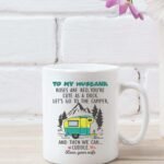 MUGSMAFIA to My Husband Camper Mug Fathers Day Gift Caravan Print Cup Happy Camper Camping Printed Coffee and Tea Ceramic Mug- 11OZ Ceramic Coffee Mug 0336