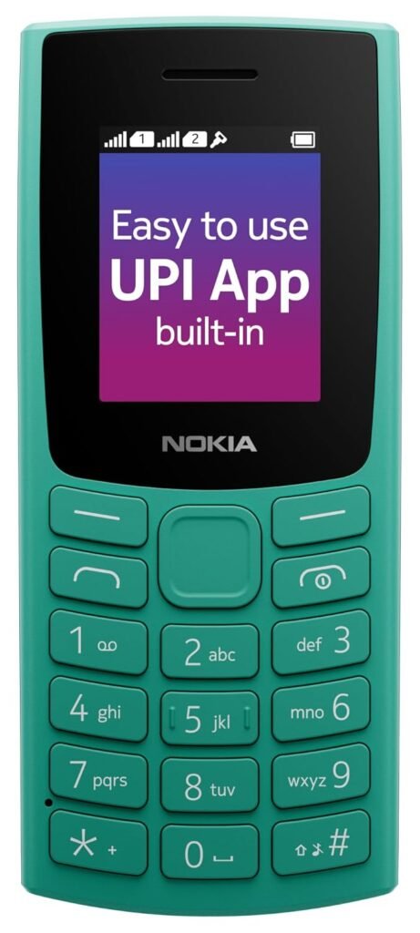 Nokia 106 Single Sim, Keypad Phone with Built-in UPI Payments App, Long-Lasting Battery, Wireless FM Radio & MP3 Player, and MicroSD Card Slot | Green