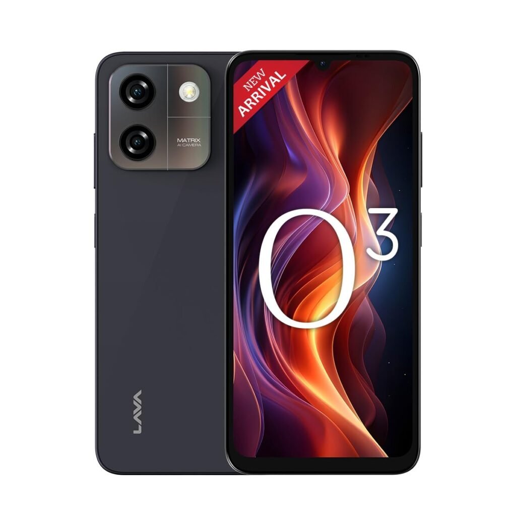 Lava O3 (Glossy Black, 4 GB RAM, 64 GB Storage) | Ultra Fast Octa Core Processor | 6.75″ HD+ Display | 13MP AI Dual Rear Camera | 5000 mAh Battery