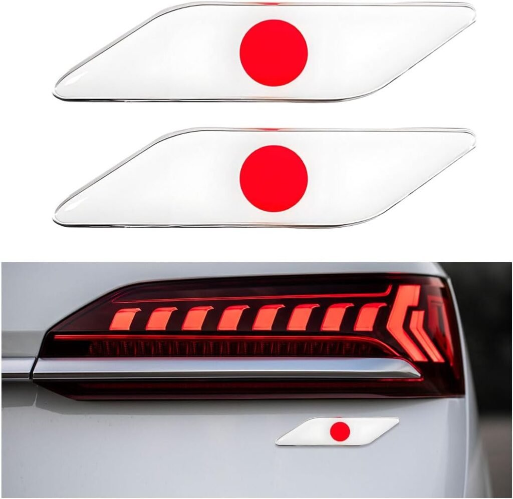 2 PCS 3D Tricolor Flag Emblem, Car Exterior Emblem Badge Sticker Decal, Vehicle Fender Bumper Decals, 3D Aluminum Declaration Badge for All Models, Universal Car Accessories (Japan)