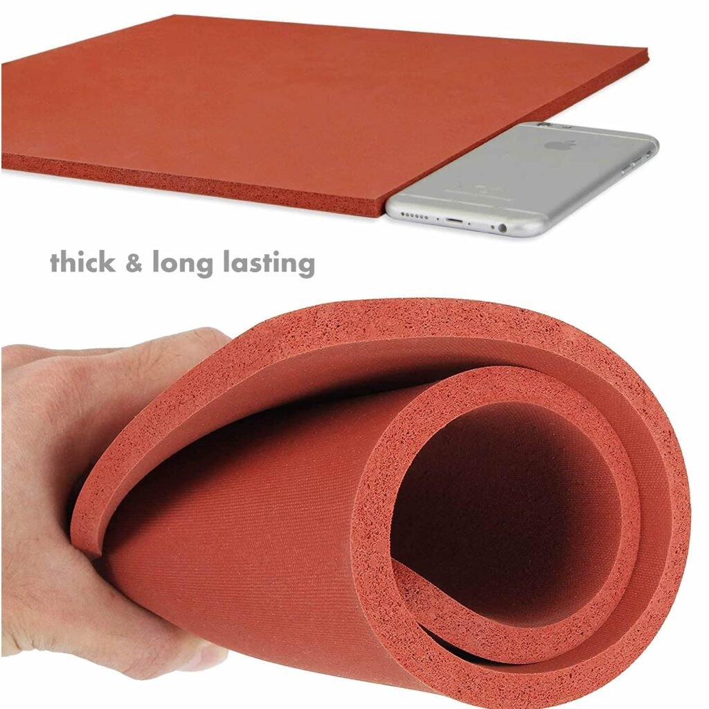 LTQ Vapor 15 x 15 Inch Silicone Heat Press Pad 0.33Inch Thickest Heat Press Mat for Heat Press Machine Press No-Stick Replacement Pad,Red