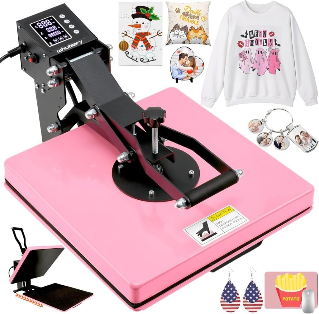 Heat Press Machine 15×15 Slide Out, Digital Clamshell Heat Press Machine for T Shirts Printer, Heat Up Fast & Even, Sublimation Shirt Press Machine for Mouse Pad, Pillows, Coasters, Puzzles