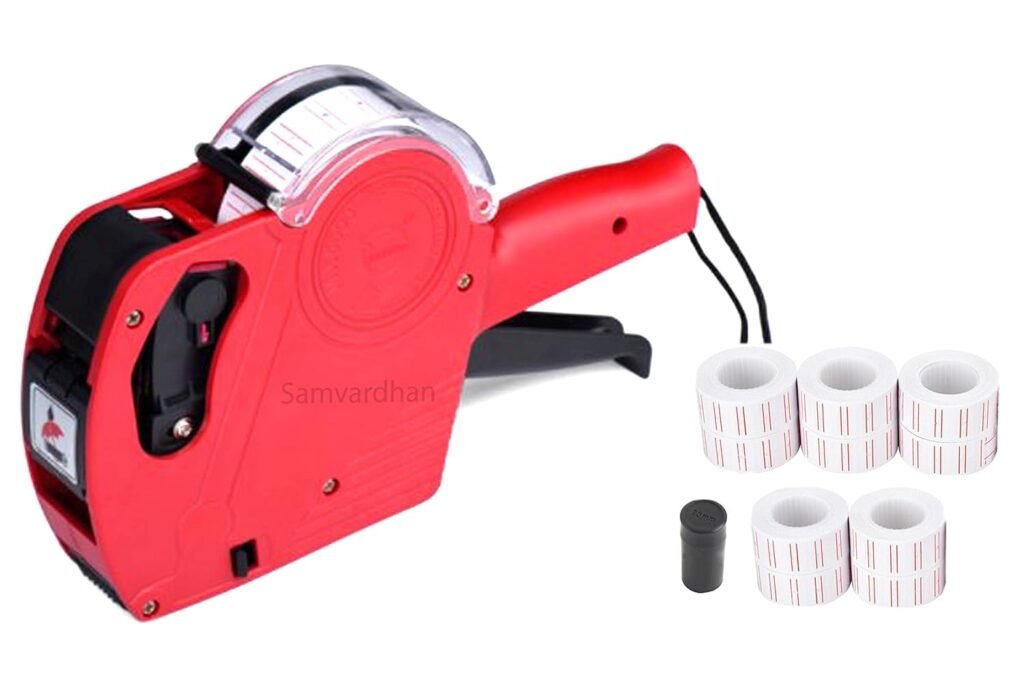 Samvardhan 8 Digits Price Labeller Printing Rate Printer (MRP Rate Gun) Label Gun with 6000 Label Stickers & Ink Rolls (Pack of 1,Random Colors)