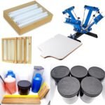 Screen Printing Startup Materiel Kit with 4 Color Machine & Wooden Exposing Box with 22 Pcs of Materials-Pixel