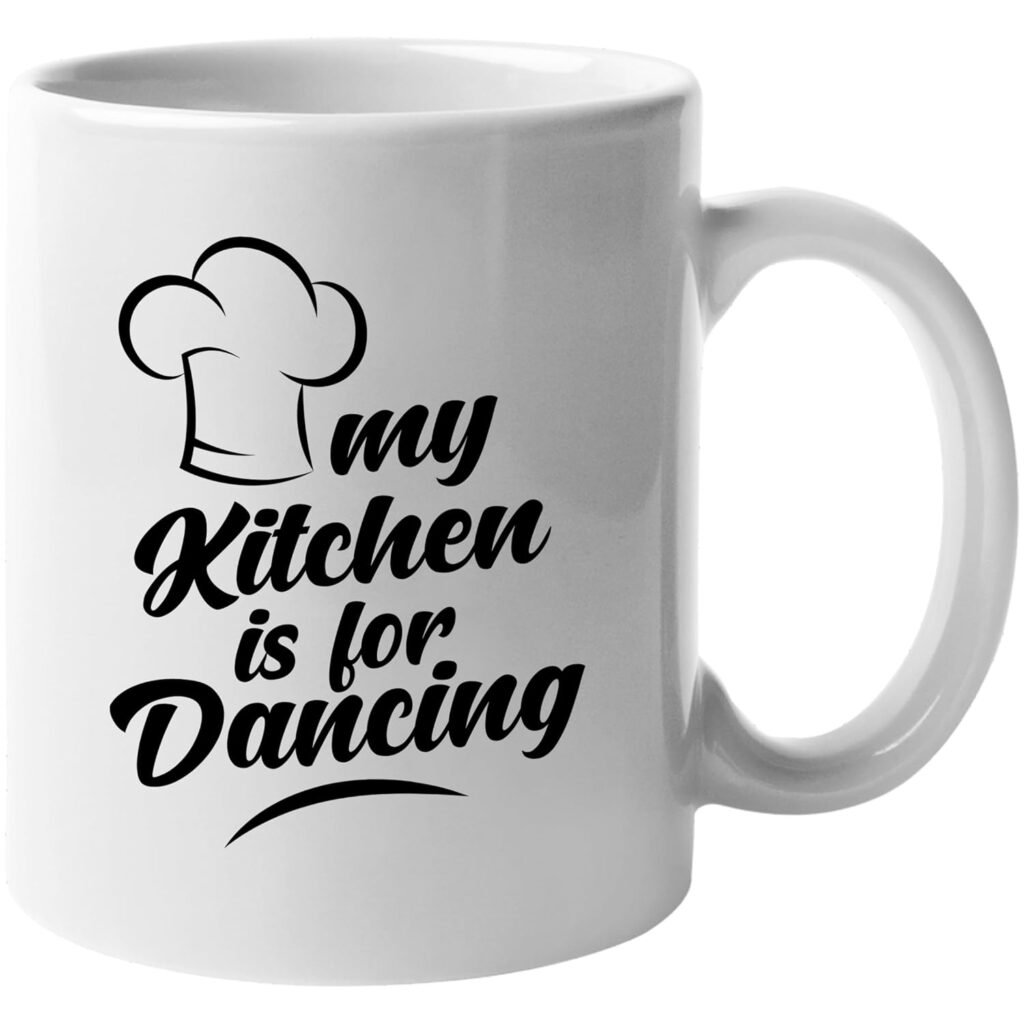 KALIDHAR My Kitchen is for Dancing. Chef Hat Print Coffee & Tea Gift Mug Printed Coffee and Tea Ceramic Mug- 320 ML Ceramic Coffee Mug 8880