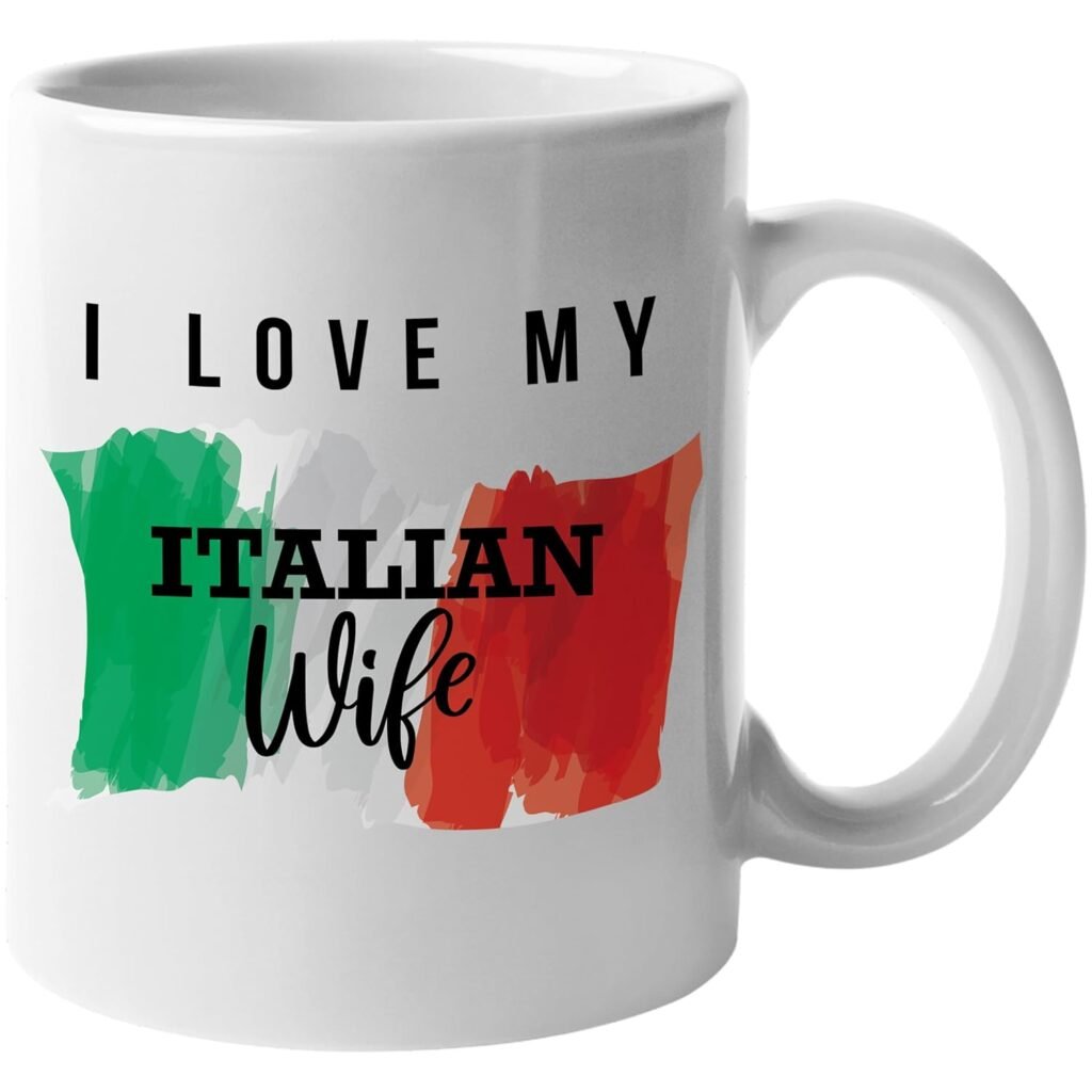 KALIDHAR I Love My Italian Wife with Flag of Italy Print Ceramic Coffee & Tea Gift Mug Printed Coffee and Tea Ceramic Mug- 320 ML Ceramic Coffee Mug 8006