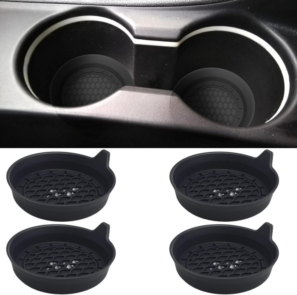 4 PCS Car Cup Coasters, Universal Cup Holder Coaster for Car Interior Accessories, Bling Cup Holders Insert for Women Non-Slip Silicone Car Cup Holder Coasters for Jeep Hyundai Kia Toyota Subaru