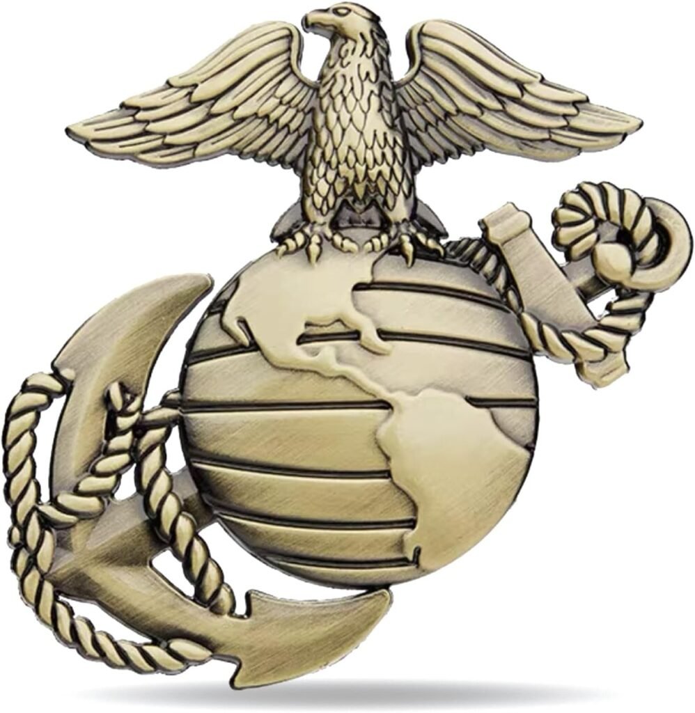 Marine Corps Car Stickers, USMC Decal Marine Edition Emblem, 3D Eagle Dlobe and Anchor Badge Decal, Hawk Bronze Zinc Alloy Metal Car Exterior Accessories for Truck Pickup Motorcycle