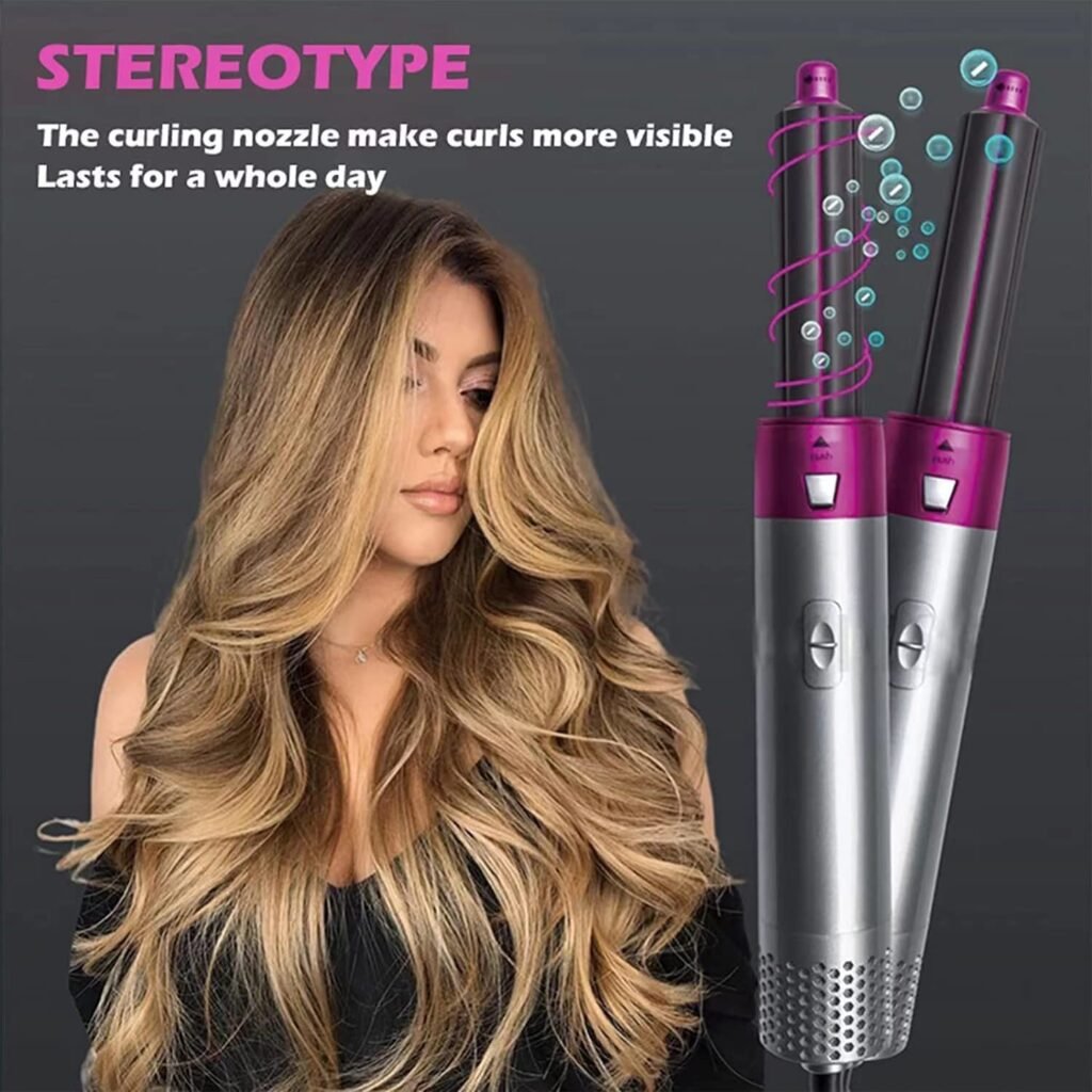 Drumstone {October 𝟭𝟲 𝗬𝗲𝗮𝗿𝘀 𝗪𝗮𝗿𝗿𝗮𝗻𝘁𝘆 Offer} 5-in-1 Hot Air Styler Brush: Fast-Heating Hair Dryer Comb, Crimper, Manual Curler & Negative Ion Technology for Straightening All Hair Types – Multifunctional Tool