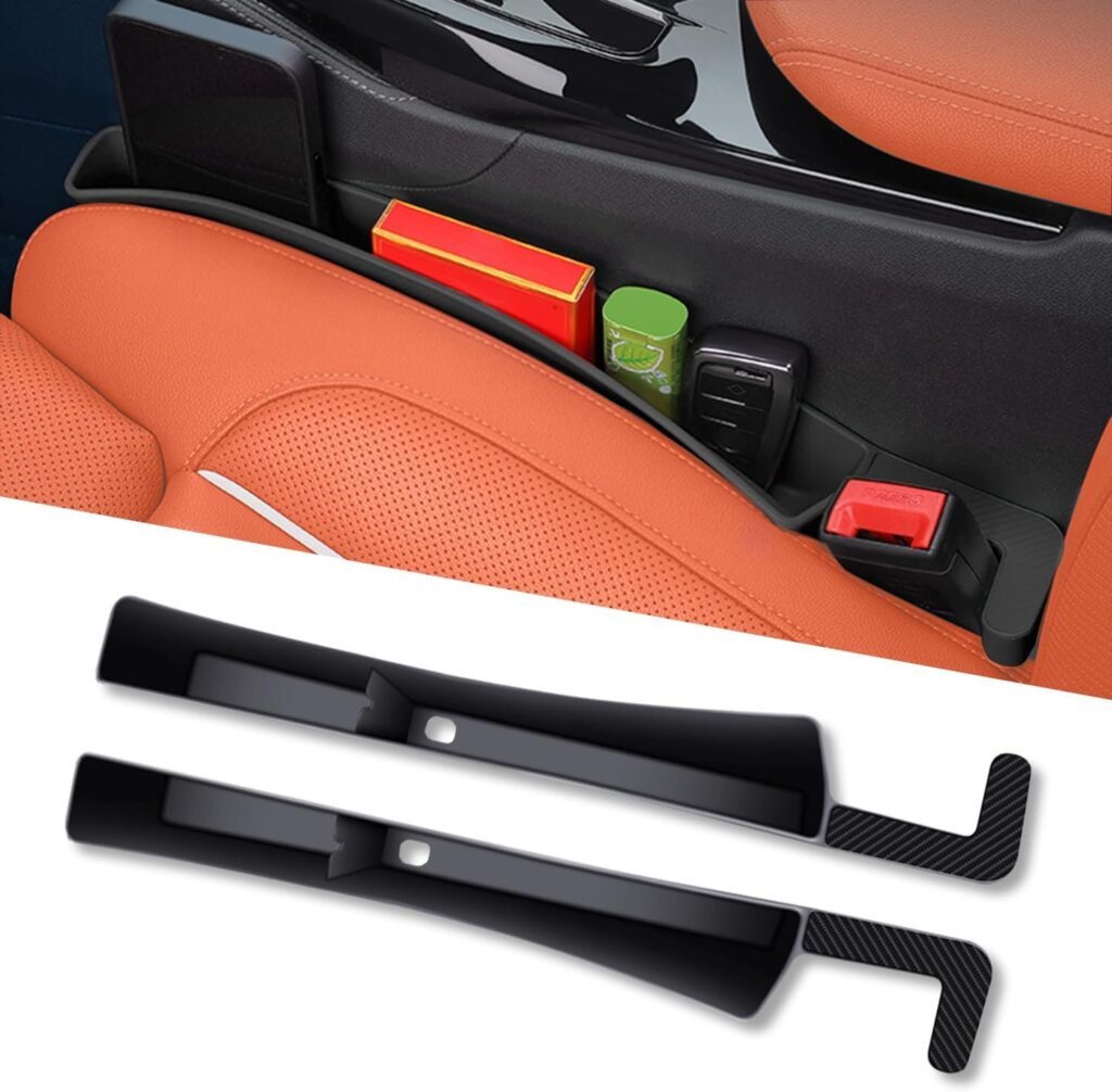 2 PCS Car Seat Gap Filler Organizer, Black Multifunctional Cars Gap Fillers Storage with USB and Phone Holder, Auto Interior Accessories Prevent Things from Falling Between Seats and Console