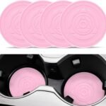 SINGARO Car Cup Holder Coaster, Silicone Cup Holder Insert, Universal Non-Slip Cup Holders, New Car Organization Accessories Interior for Women and Man 4 Pack Pink