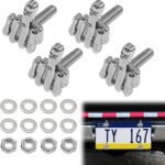 License Plate Bolts, 4 pcs Universal Finger Style Stainless Steel License Plate Screw Kit Car Tag Screw Fasteners Kit for Motorcycle Chopper Car Tag Frame Windshield Trim(Silver)