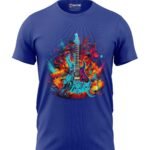 Print My Fashion Men’s T-Shirt Regular Fit Round Neck Half Sleeve Combed Bio-Washed Cotton Colorful Guitar Graphic Printed T-Shirts