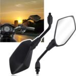 Motorcycle Mirrors with 8mm & 10mm Bolt,HD+360° Adjustable Motorcycle Mirrors for Handlebars,Motorcycle Accessories Wide Angle Rear View Mirror for Scooter,ATV,Dirt Bike (Black)